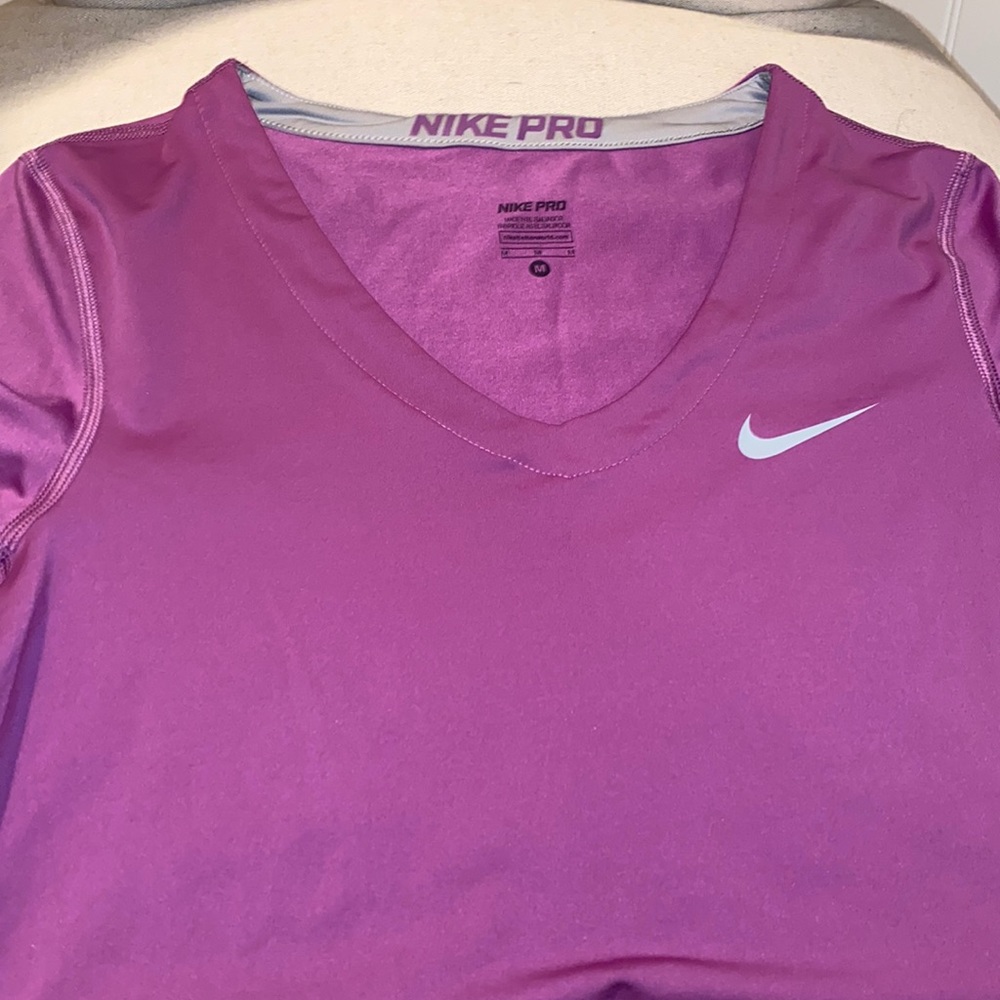 Purple Nike Pro short sleeve